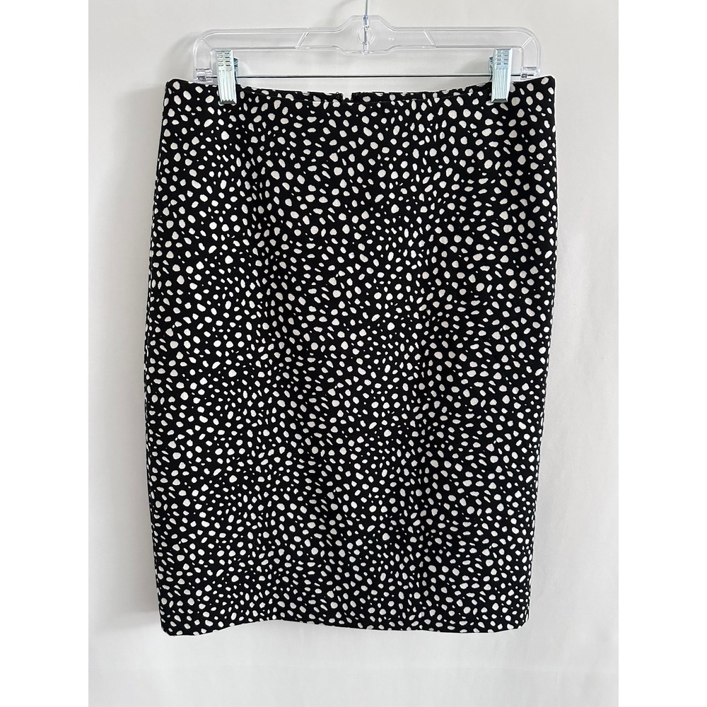 Talbots Pencil Skirt Women 8 Black White Polka Dot Career Classic Preppy